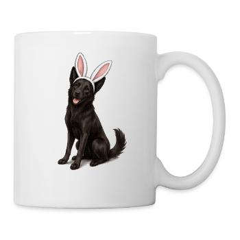 Schwarzer Hund mit Hasenohren - Tasse - Weiß - Rechts