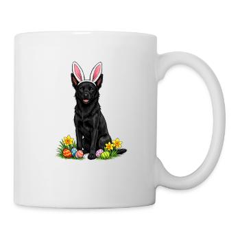 Chien de Pâques avec des oreilles de lapin et des œufs de Pâques - Mug blanc - blanc - Droite