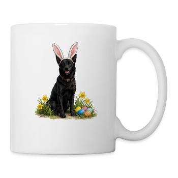 Chien de Pâques avec des oreilles de lapin et des œufs - Mug blanc - blanc - Droite