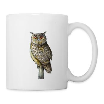 Eagle Owl with Orange Eyes - Mug - white - Right