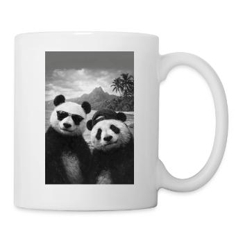 Panda duo on the beach with sunglasses - Mug - white - Right