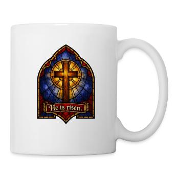 He is risen Resurrection Jesus Stained Glass Window - Mug - white - Right