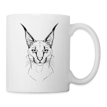 Wild Caracal - Minimalist Fine Line Art - Tasse - Weiß - Rechts