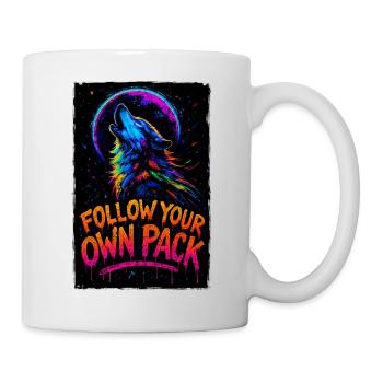 Alpha Wolf Multicolor-Design Folgen Sie Ihrem eigenen Rudel - Tasse - Weiß - Rechts