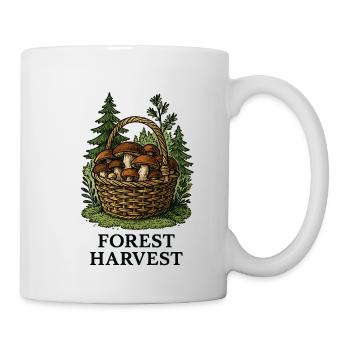 Forest mushroom basket harvest in the forest - Mug - white - Right