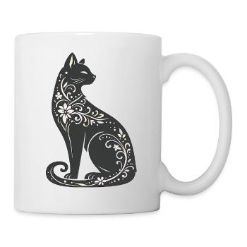 Night Cat Floral Elegance - Mug - white - Right