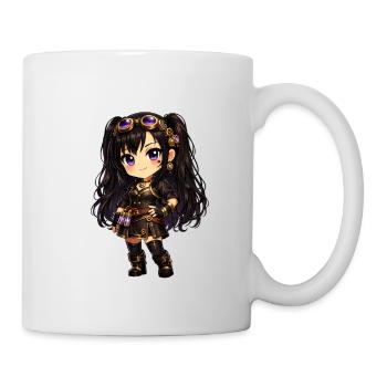 Chibi Steampunk-Mädchen Luna mit Lila Goggles - Tasse - Weiß - Rechts