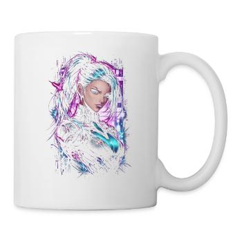 Femme Héroïne cyberpunk néon violet - Mug blanc - blanc - Droite
