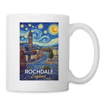 Rochdale England Starry Night Style Cityscape - Mug - white - Right