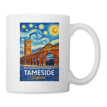 Tameside England Wolkenwirbel und Backstein - Tasse - Weiß - Rechts