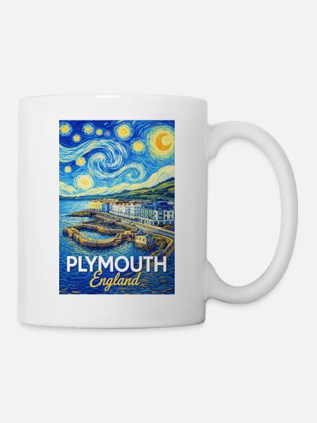 Plymouth England Küsten-Impression - Tasse - Weiß