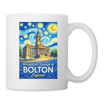 Bolton England Skyline im Spiralenstil - Tasse - Weiß - Rechts