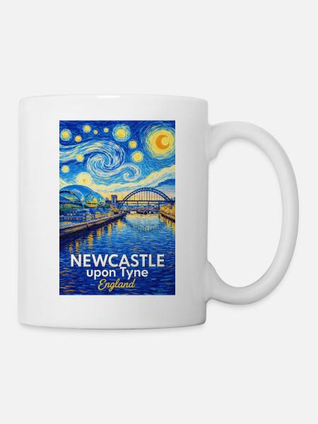Newcastle Tyne Sternenhimmel Kunstwerk - Tasse - Weiß