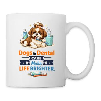 Hunde Zahnpflege – Helleres Leben - Tasse - Weiß - Rechts
