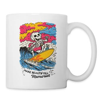Skeleton Surfer – Make Beautiful Memories - Mug - white - Right