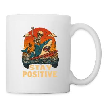 Stay Positive Surf Skeleton Shark - Tasse - Weiß - Rechts