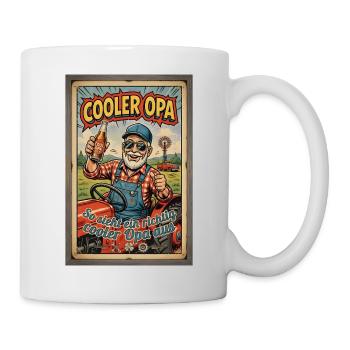 Cooler Opa auf dem Traktor - Tasse - Weiß - Rechts