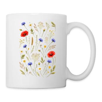 Bunte Wildblumen Illustration Natur Floral Design - Tasse - Weiß - Rechts