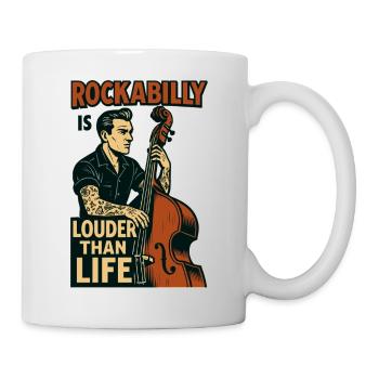 Rockabilly Kontrabass: 50s Musiker & Tattoo Art - Tasse - Weiß - Rechts