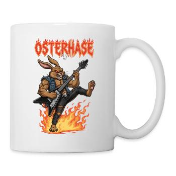 Heavy Metal Osterhase Rocker Ostern Hardcore Hase - Tasse - Weiß - Rechts