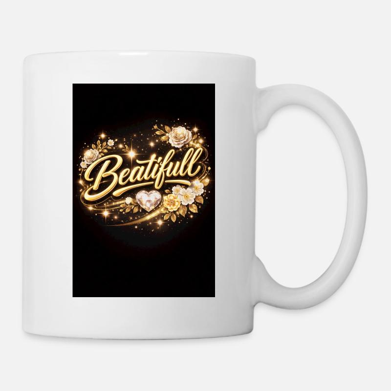 Goldenes Beautiful Blütenzauber - Tasse - Weiß