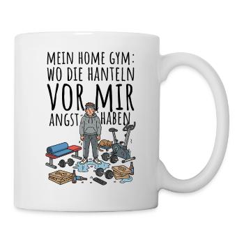 Schwitzendes Fitness-Comic-Design - Tasse - Weiß - Rechts