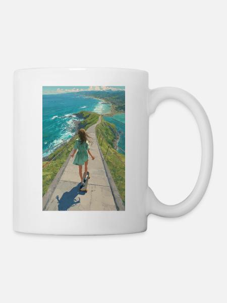 Coastal Crest Longboarder - Tasse - Weiß