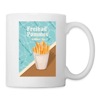 Freibad Pommes Sommer 90s Retro Design - Tasse - Weiß - Rechts