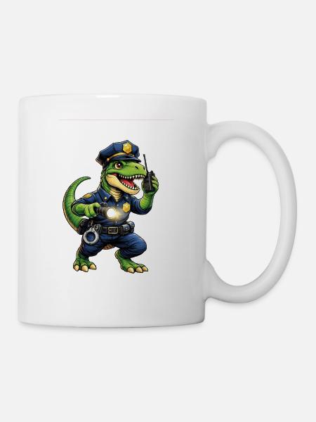 Dino als Polizist - Tasse - Weiß