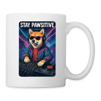 Shiba Inu DJ Stay Pawsitive Streetwear Club - Tasse - Weiß - Rechts