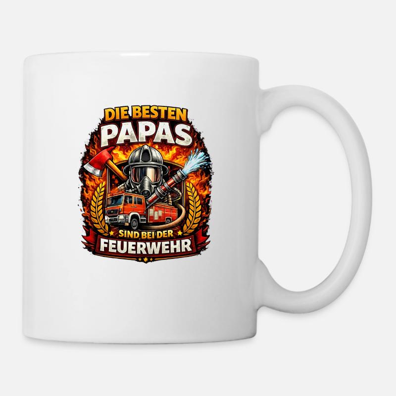 Die besten Papas sind bei der Feuerwehr - Tasse - Weiß