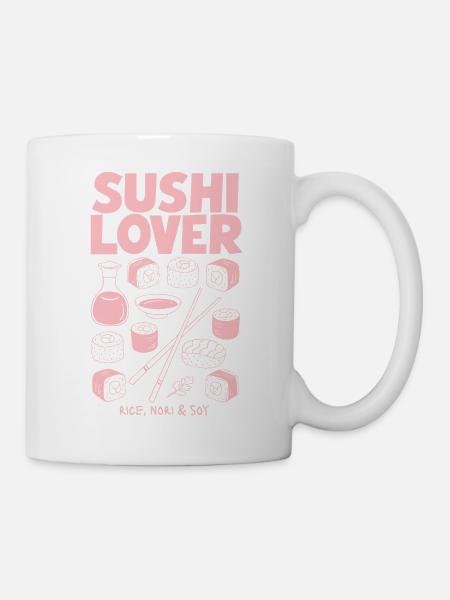 Sushi-Liebhaber Pink Neon Illustration - Tasse - Weiß