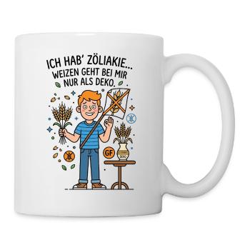 Zöliakie Weizen Deko glutenfrei Humor - Tasse - Weiß - Rechts