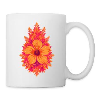 Flammen Hibiskus Tropenblüte - Tasse - Weiß - Rechts
