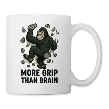 More Grip Than Brain – Gorilla bouldering - Mug - white - Right