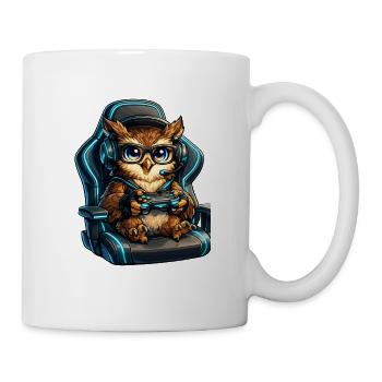 Gamer Eulenheld im Headset - Tasse - Weiß - Rechts