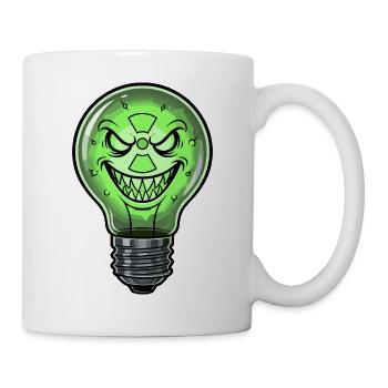 Green Grin Light Bulb Cartoon - Mug - white - Right