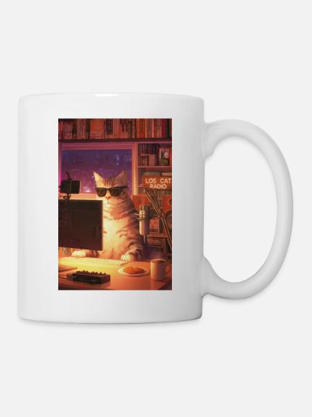 Cat Stream Neon Studio - Tasse - Weiß