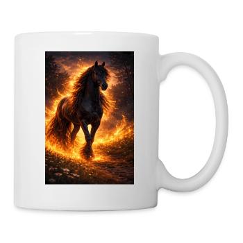 Feuerpferd im Flammensturm - Tasse - Weiß - Rechts