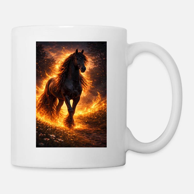 Cheval de Feu dans la Tempête de Flammes - Mug blanc - blanc