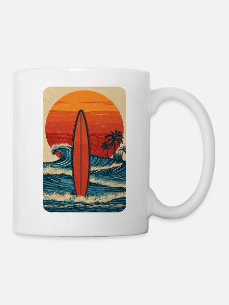 Sonnenuntergang Surf - Tasse - Weiß
