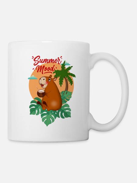 Tropical Capybara with Coconut - Mug - white