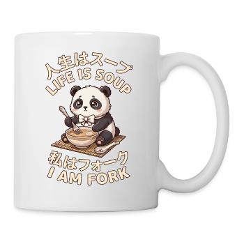 Life Is Soup I Am Fork - Lustiger Panda Meme - Tasse - Weiß - Rechts
