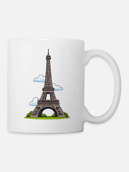 Eiffelturm Cartoon Stil - Tasse - Weiß