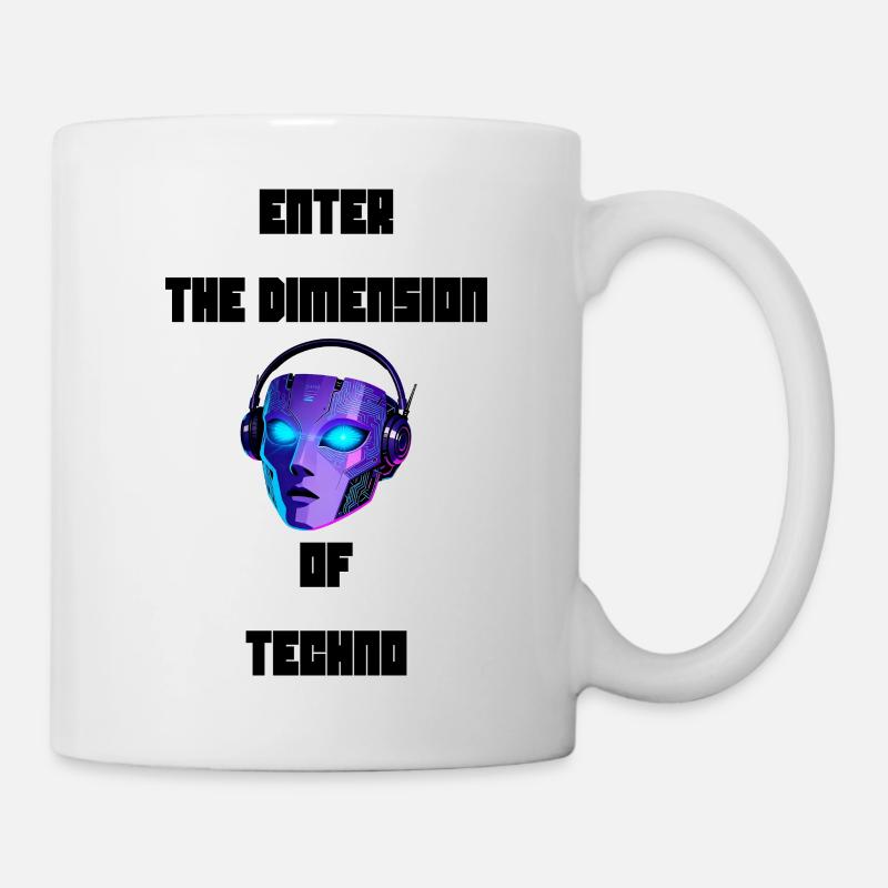 Neon Cyber Kopfhörer-Porträt - Tasse - Weiß