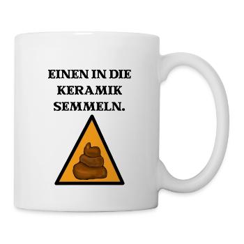 Keramikabteilung Klo Stuhlgang Witziges Schild - Tasse - Weiß - Rechts