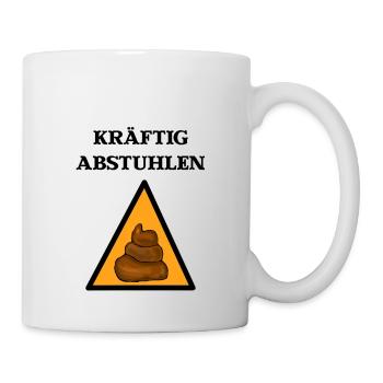 Achtung Kacke Abstuhlen klo wc bad lustige deko - Tasse - Weiß - Rechts
