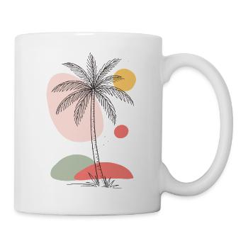 Palme Boho Tropisch Sommer Vintage Design  - Tasse - Weiß - Rechts