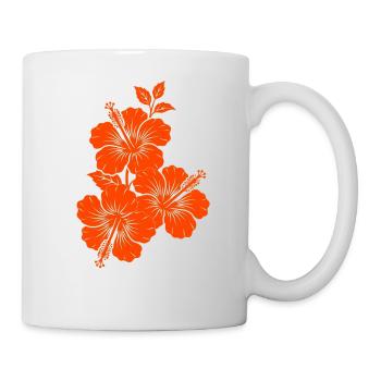 Silhouette triple fleur d’hibiscus orange - Mug blanc - blanc - Droite