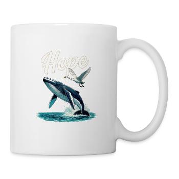 Hoffnung: Wal und Schwan Sprung, Hope - Tasse - Weiß - Rechts